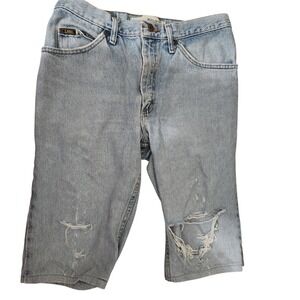Lee Jeans Distressed Denim Shorts Light Wash Cutoff Ripped Men Size 32x32